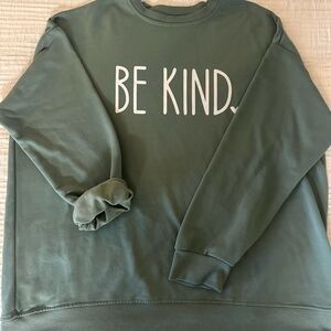 Green Crew Neck Sweater with 'Be Kind' Print